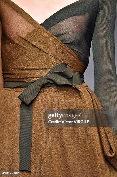 Model walks the runway during the Antonio Marras Ready to Wear fashion show as part of Milan Fashion Week Spring/Summer 2016 on September 26, 2015 in...