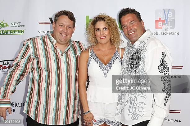 Casey Nezhoda;George Kozel;Renee Nezhoda attend The Peace Fund annual charity celebrity poker tournament on September 26, 2015 in Playa Vista,...