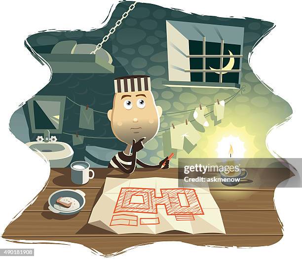 prisoner - prison escape stock illustrations