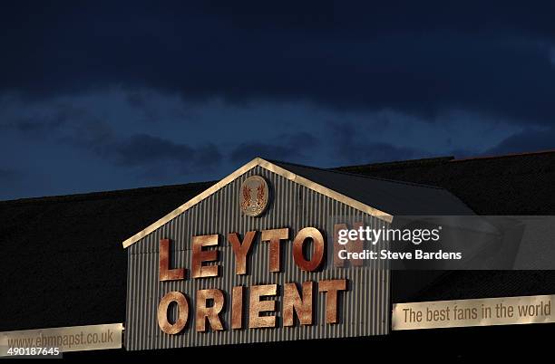 General view of the Leyton Orient signage prior to the Sky Bet League One semi final second leg play off match between Leyton Orient and Peterborough...