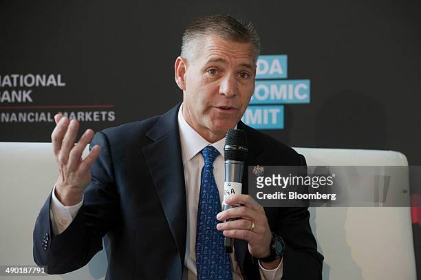 Russell "Russ" Girling, president and chief executive officer of TransCanada Corp., speaks during the Bloomberg Economic Summit in Toronto, Ontario,...