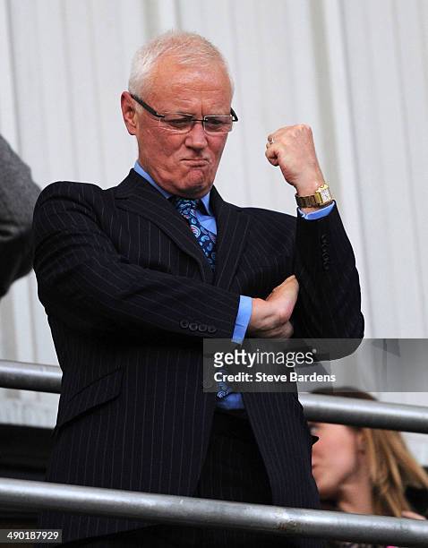 Barry Hearn the Chairman of Leyton Orient gestures prior to the Sky Bet League One semi final second leg play off match between Leyton Orient and...