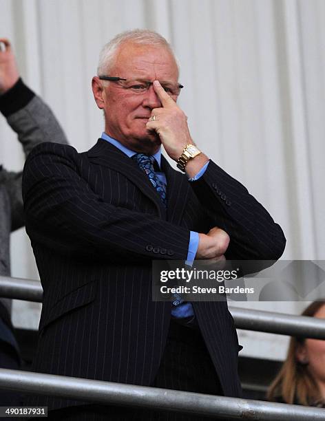 Barry Hearn the Chairman of Leyton Orient gestures prior to the Sky Bet League One semi final second leg play off match between Leyton Orient and...