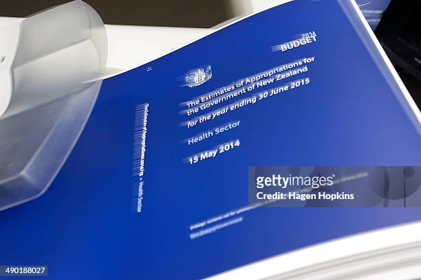 Copy of the Estimates of Appropriations being printed during the printing of the budget at Printlink on May 14, 2014 in Wellington, New Zealand....