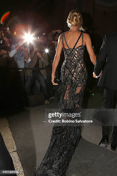 Heidi Klum arrives at amfAR Milano 2015 at La Permanente on September 26, 2015 in Milan, Italy.