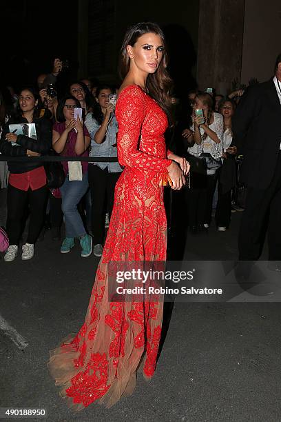 Claudia Galanti arrives at amfAR Milano 2015 at La Permanente on September 26, 2015 in Milan, Italy.