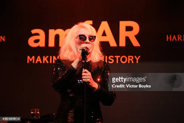 Debbie Harry performs at amfAR Milano 2015 at La Permanente on September 26, 2015 in Milan, Italy.