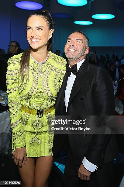 Alessandra Ambrosio and Dan Caten attend amfAR Milano 2015 at La Permanente on September 26, 2015 in Milan, Italy.