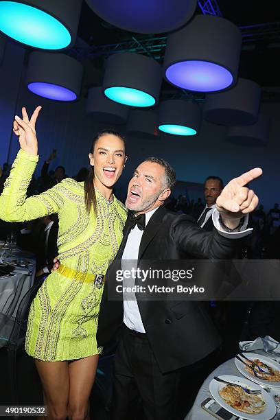 Alessandra Ambrosio and Dan Caten attend amfAR Milano 2015 at La Permanente on September 26, 2015 in Milan, Italy.