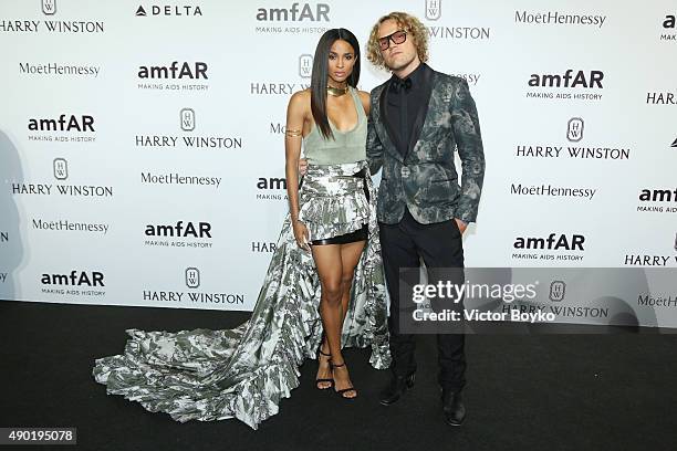 Ciara and Peter Dundas attend amfAR Milano 2015 at La Permanente on September 26, 2015 in Milan, Italy.