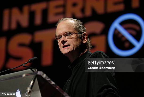 Lawrence Lessig, professor at Harvard Law School, speaks during the 2014 WIRED Business Conference in New York, U.S., on Tuesday, May 13, 2014. The...