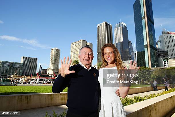 Laurie Lawrence and Ginia Rinehart pose following the Australian Olympic Committee Annual General Meeting at the Museum of Contemporary Art on May...