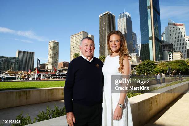 Laurie Lawrence and Ginia Rinehart pose following the Australian Olympic Committee Annual General Meeting at the Museum of Contemporary Art on May...