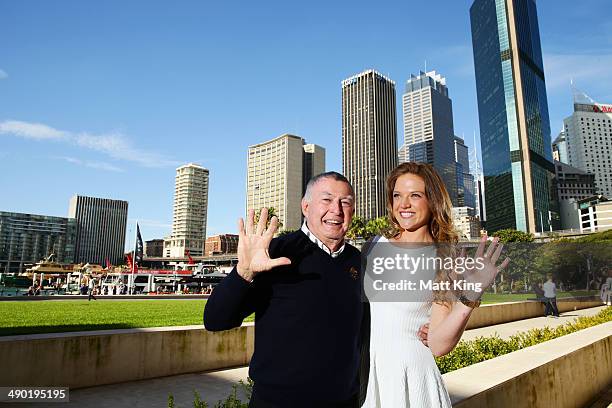 Laurie Lawrence and Ginia Rinehart pose following the Australian Olympic Committee Annual General Meeting at the Museum of Contemporary Art on May...