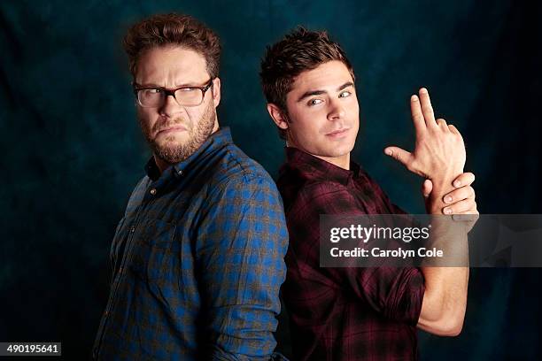 Actors Seth Rogen, Zac Efron are photographed for Los Angeles Times on May 2, 2014 in New York City. PUBLISHED IMAGE. CREDIT MUST BE: Carolyn...