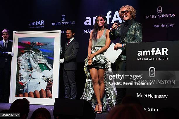 Ciara and Peter Dundas are seen at amfAR Milano 2015 at La Permanente on September 26, 2015 in Milan, Italy.