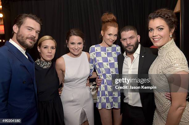 Actors Charlie Weber, Liza Weil, Katie Lowes, Darby Stanchfield, Guillermo Diaz, and Bellamy Young attend the Celebration of ABC's TGIT Line-up...