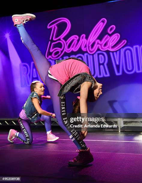 Dancer Kaycee Rice performs onstage at the Barbie Rock 'N Royals Concert Experience at the Hollywood Palladium on September 26, 2015 in Los Angeles,...