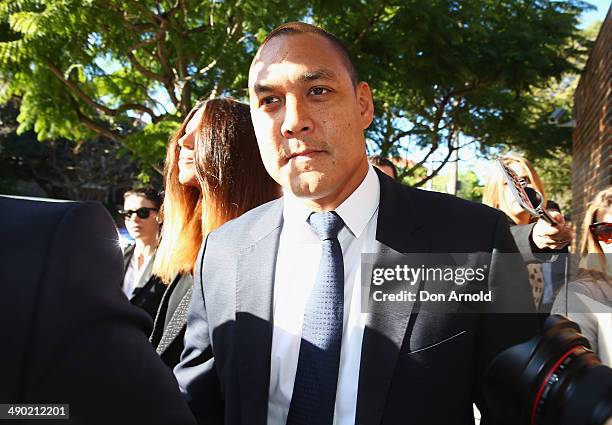 Geoff And Sara Huegill arrive at Waverley Court to face charges relating to possession of a prohibited substance on May 14, 2014 in Sydney,...