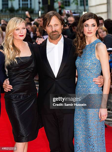 Kirsten Dunst, Viggo Mortensen and Daisy Bevan attend the UK Premiere of "The Two Faces Of January" at The Curzon Mayfair on May 13, 2014 in London,...