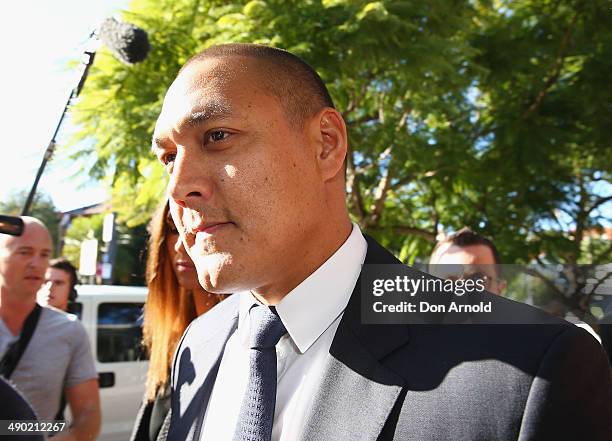 Geoff And Sara Huegill arrive at Waverley Court to face charges relating to possession of a prohibited substance on May 14, 2014 in Sydney,...