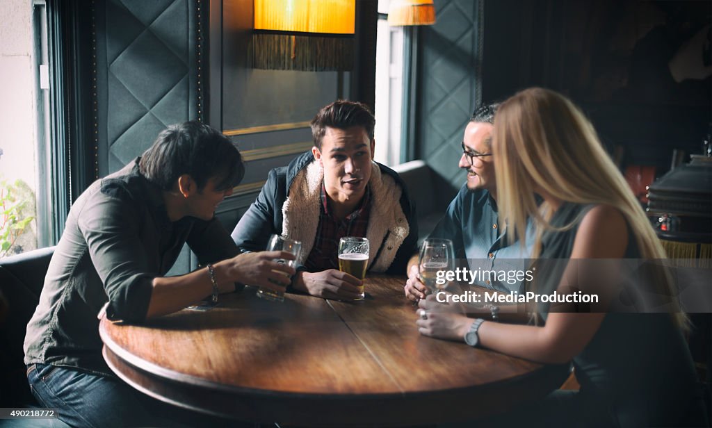 Friends at a pub in Dublin Ireland