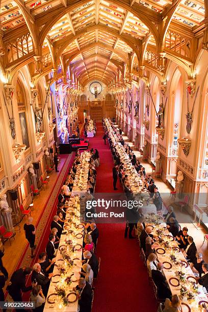 General view of St. Georges Hall at a dinner to celebrate the work of The Royal Marsden hosted by the Duke of Cambridge on May 13, 2014 in Windsor,...