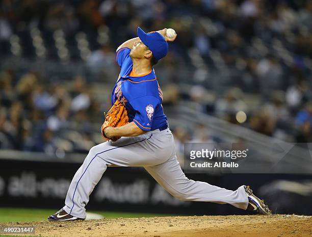 Daisuke Matsuzaka of the New York Mets pitches against the New York Yankees during their game at Yankee Stadium on May 13, 2014 in the Bronx borough...