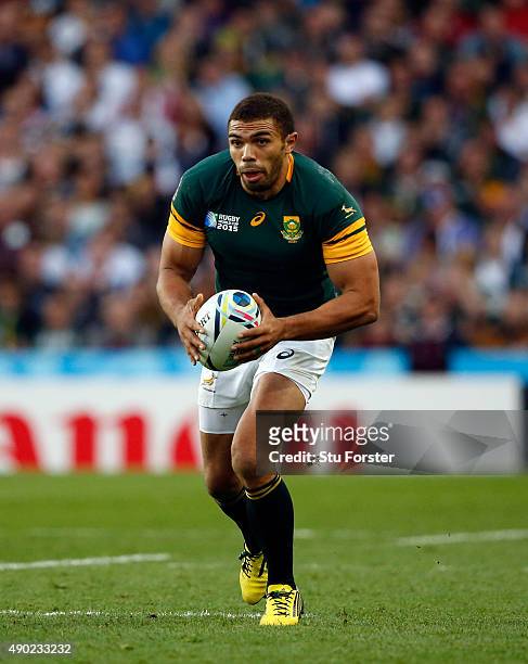 Bryan Habana of South Africa in action during the 2015 Rugby World Cup Pool B match between South Africa and Samoa at Villa Park on September 26,...