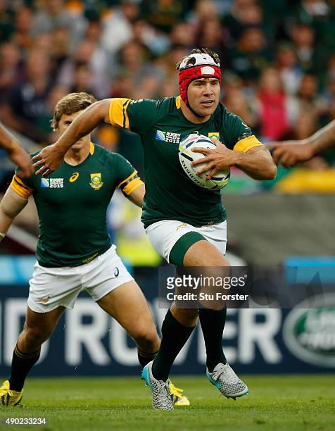 Schalk Brits of South Africa in action during the 2015 Rugby World Cup Pool B match between South Africa and Samoa at Villa Park on September 26,...
