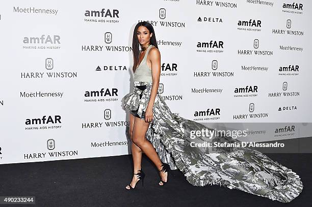 Ciara arrives at amfAR Milano 2015 at La Permanente on September 26, 2015 in Milan, Italy.