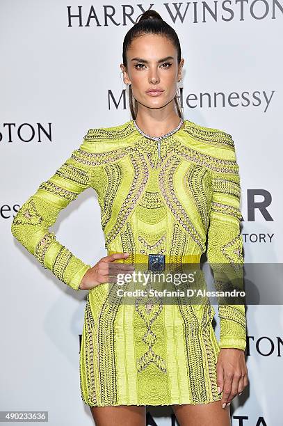 Alessandra Ambrosio arrives at amfAR Milano 2015 at La Permanente on September 26, 2015 in Milan, Italy.