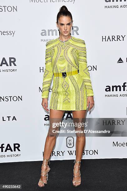 Alessandra Ambrosio arrives at amfAR Milano 2015 at La Permanente on September 26, 2015 in Milan, Italy.