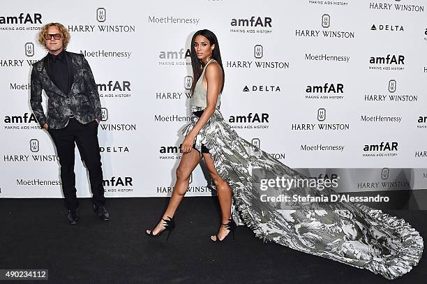 Peter Dundas and Ciara arrive at amfAR Milano 2015 at La Permanente on September 26, 2015 in Milan, Italy.