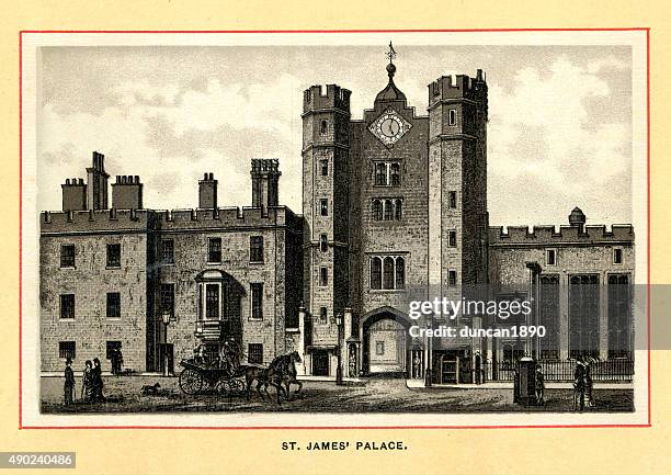 ilustraciones, imágenes clip art, dibujos animados e iconos de stock de victorian london-st james's palace - palacio de san james