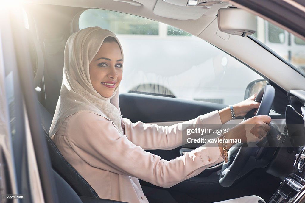 Emirati woman driving a car