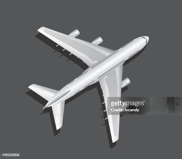 ilustrações de stock, clip art, desenhos animados e ícones de avião vista de topo - olhar para baixo
