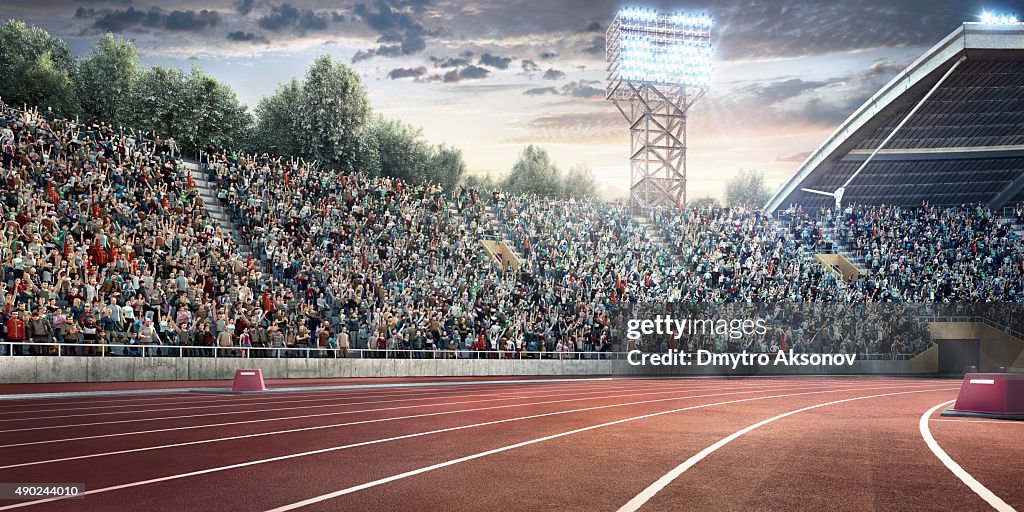 . stadium with running tracks