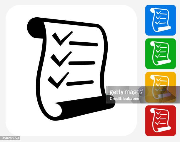 checklist icon flat graphic design - scroll stock illustrations