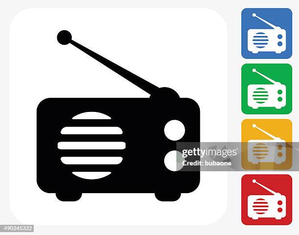 ilustraciones, imágenes clip art, dibujos animados e iconos de stock de icono plana, radio de diseño gráfico - radio