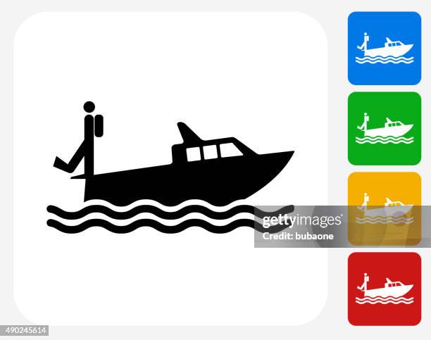 diving off a boat icon flat graphic design - scuba diving gear stock illustrations