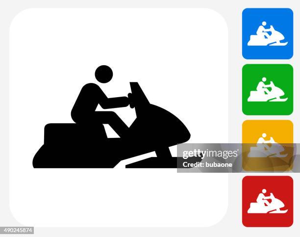 snowmobile icon flat graphic design - snowmobiling stock illustrations