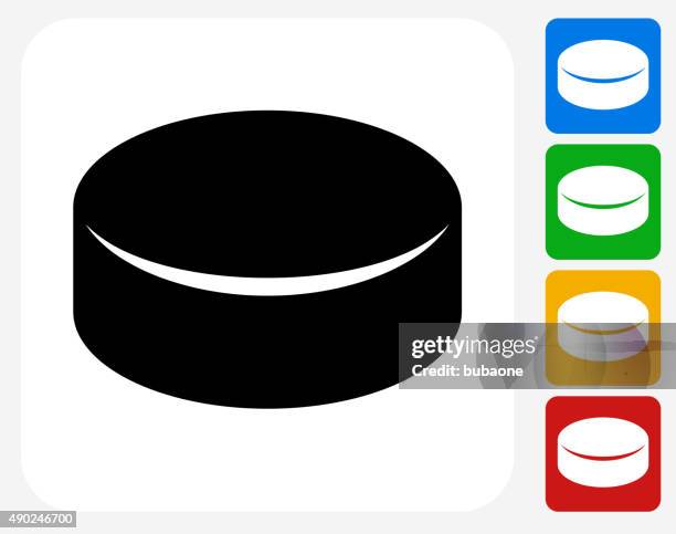 hockey puck icon flat graphic design - hockey puck stock illustrations