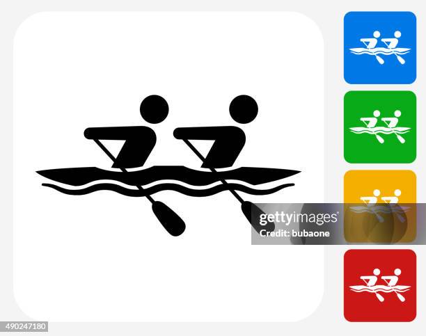 illustrazioni stock, clip art, cartoni animati e icone di tendenza di icona grafica design piatto di canottaggio - remare