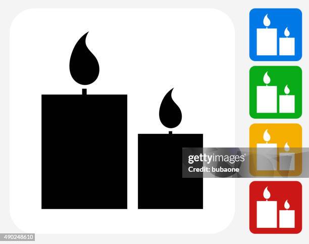 two lit candles icon flat graphic design - jewish sabbath stock illustrations