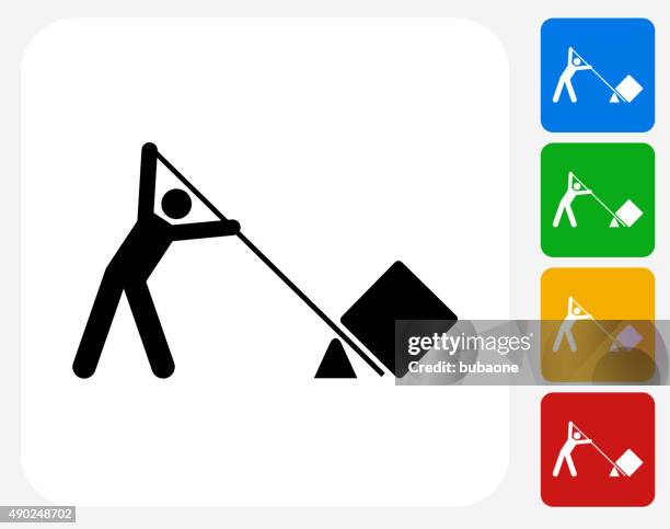 lifting icon flat graphic design - lever stock illustrations