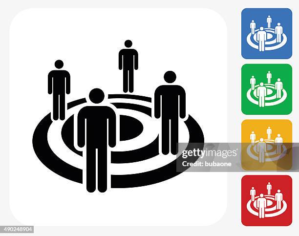 target market icon flat graphic design - green target white background stock illustrations