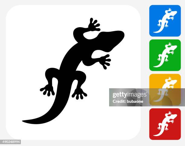 lizard icon flat graphic design - chameleon white background stock illustrations