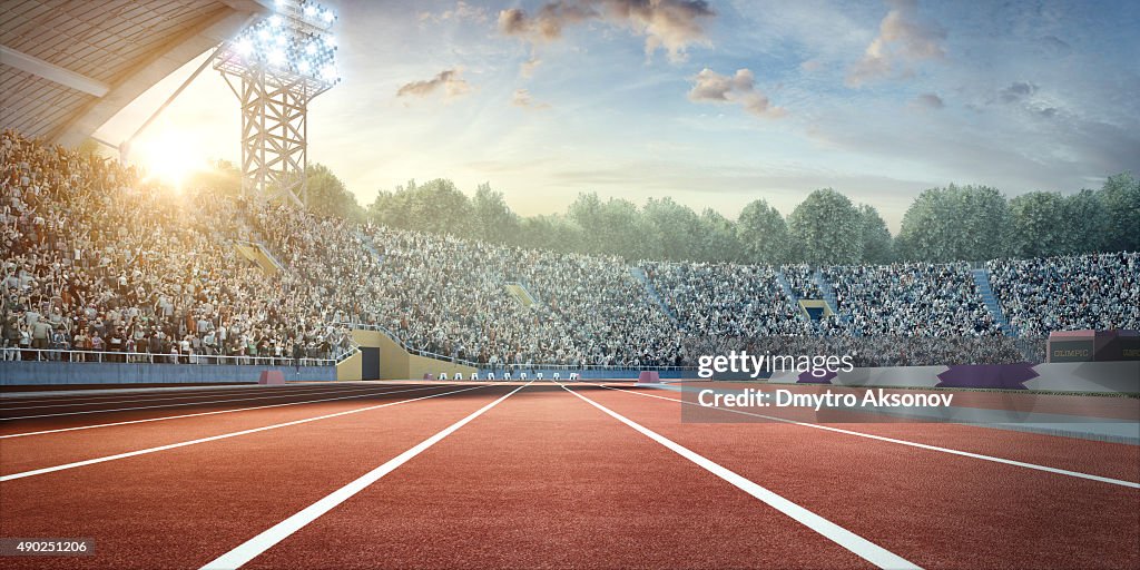 Estádio com trilhas de corrida