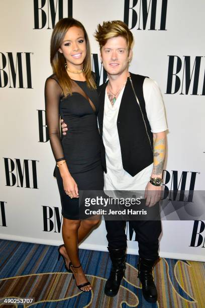 Aubrey Cleland and Nash Overstreet attend the 62nd Annual BMI Pop Awards at Regent Beverly Wilshire Hotel on May 13, 2014 in Beverly Hills,...